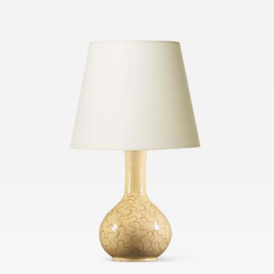  K hler Table lamp in ivory with sgraffito leaf pattern by K hler