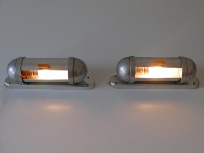  K nig Set of Two Streamline Design Sub Marine Cabinet Sconces by K nig Germany 1940s