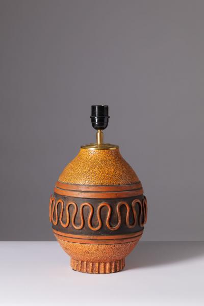  K ramos Glazed Ceramic Table Lamp Keramos France c 1950