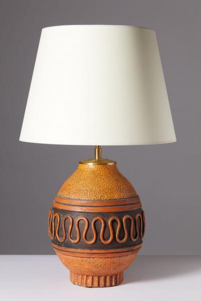  K ramos Glazed Ceramic Table Lamp Keramos France c 1950