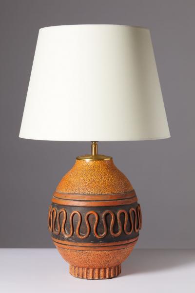  K ramos Glazed Ceramic Table Lamp Keramos France c 1950