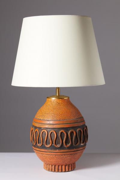 K ramos Glazed Ceramic Table Lamp Keramos France c 1950