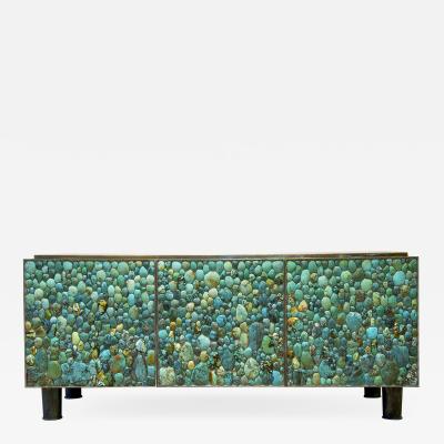  KAM TIN Sideboard in turquoise cabochon by KAM TIN