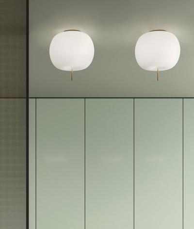  KDLN Large Kushi Opaline Glass and Metal Ceiling Lamp for KDLN