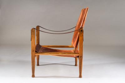  Kaare Klint Edvard Kindt Larsen Scandinavian Mid Century Safari Chair by Kaare Klindt in Cognac Leather