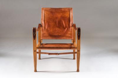  Kaare Klint Edvard Kindt Larsen Scandinavian Mid Century Safari Chair by Kaare Klindt in Cognac Leather