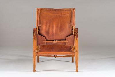  Kaare Klint Edvard Kindt Larsen Scandinavian Mid Century Safari Chair by Kaare Klindt in Cognac Leather