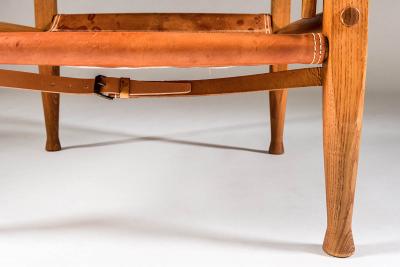  Kaare Klint Edvard Kindt Larsen Scandinavian Mid Century Safari Chair by Kaare Klindt in Cognac Leather