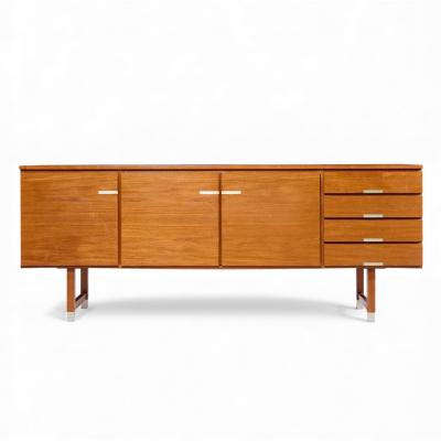  Kai Kristiasen Kai Kristiansen for Feldballes M belfabrik Danish Teak and Brass Credenza