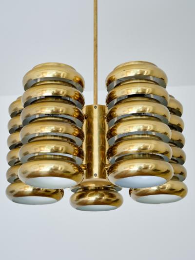  Kai Ruokonen Kai Ruokonen Five Arm Pendant Light in Brass Lynx Finland Early 1970s