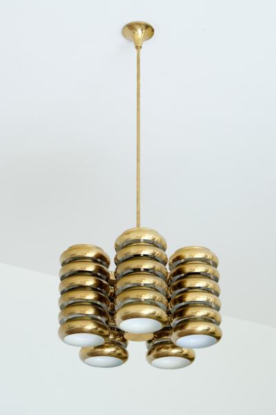 Kai Ruokonen Kai Ruokonen Five Arm Pendant Light in Brass Lynx Finland Early 1970s