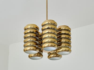  Kai Ruokonen Kai Ruokonen Five Arm Pendant Light in Brass Lynx Finland Early 1970s