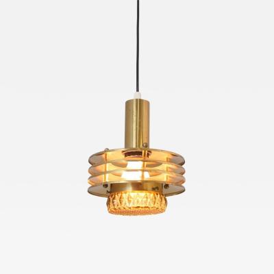 Kai Ruokonen Vintage Finnish Design Slatted Brass Pendat Fume Glass attr K Ruokonen 1970s