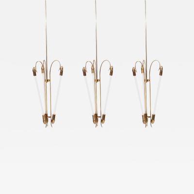  Kaiser Co Brass Chandelier by Kaiser with Fluorescent Tube Light