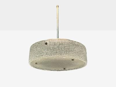 Kaiser Idell Kaiser Leuchten Kaiser Co Kaiser Leuchten Textured Glass Nickel Pendant Light Germany 1960s