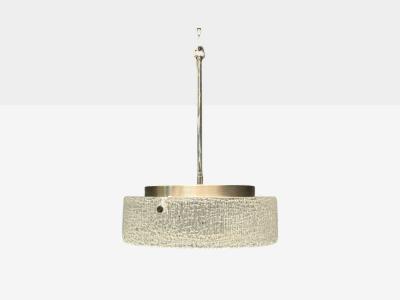 Kaiser Idell Kaiser Leuchten Kaiser Co Kaiser Leuchten Textured Glass Nickel Pendant Light Germany 1960s