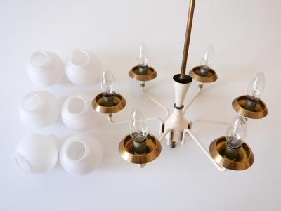  Kaiser Idell Kaiser Leuchten Kaiser Co Mid Century Modern Six Armed Tulipan Pendant Lamp or Chandelier by Kaiser 1950s