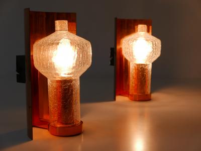  Kaiser Idell Kaiser Leuchten Kaiser Co Set of Two Mid Century Modern Copper Glass Sconces by Kaiser Leuchten 1960s