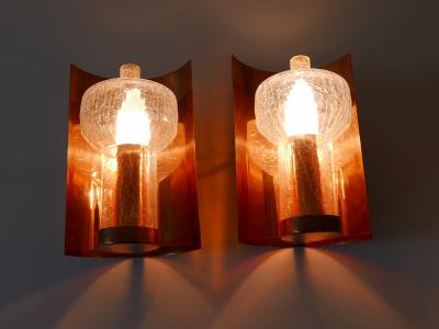  Kaiser Idell Kaiser Leuchten Kaiser Co Set of Two Mid Century Modern Copper Glass Sconces by Kaiser Leuchten 1960s