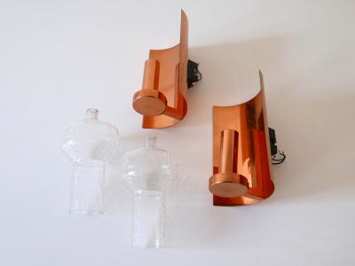  Kaiser Idell Kaiser Leuchten Kaiser Co Set of Two Mid Century Modern Copper Glass Sconces by Kaiser Leuchten 1960s