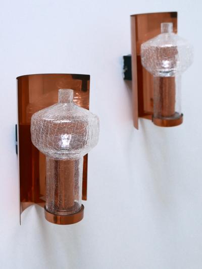  Kaiser Idell Kaiser Leuchten Kaiser Co Set of Two Mid Century Modern Copper Glass Sconces by Kaiser Leuchten 1960s