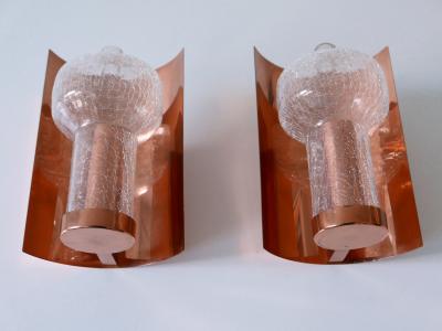  Kaiser Idell Kaiser Leuchten Kaiser Co Set of Two Mid Century Modern Copper Glass Sconces by Kaiser Leuchten 1960s