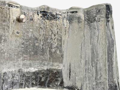  Kaiser Kaiser Frosted Glass Chrome Flush Mount Light Germany 1960s