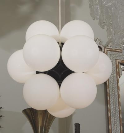  Kaiser Leuchten Black Kaiser Molecular Chandelier with Satin Opal Glass Pair Available 