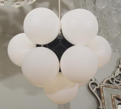  Kaiser Leuchten Black Kaiser Molecular Chandelier with Satin Opal Glass Pair Available 