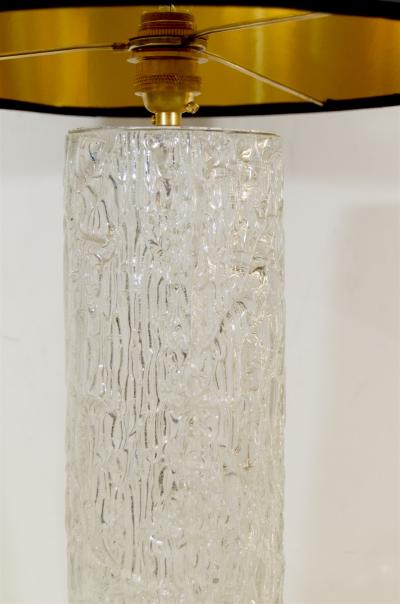  Kaiser Leuchten Cylindrical Glass Table Lamp with Interior Lighting