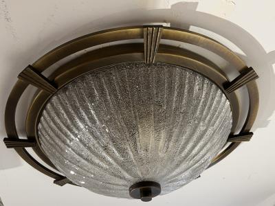  Kaiser Leuchten Large Nautical 1960 German Mid Century Flush Murano Glass Ceiling Lamp