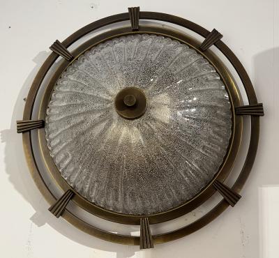  Kaiser Leuchten Large Nautical 1960 German Mid Century Flush Murano Glass Ceiling Lamp