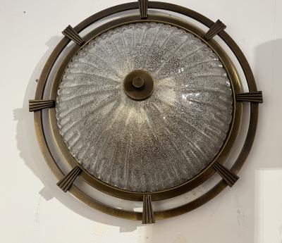  Kaiser Leuchten Large Nautical 1960 German Mid Century Flush Murano Glass Ceiling Lamp
