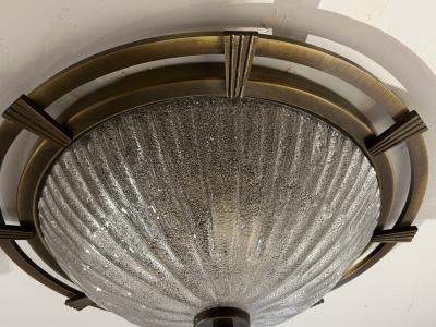  Kaiser Leuchten Large Nautical 1960 German Mid Century Flush Murano Glass Ceiling Lamp