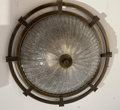  Kaiser Leuchten Large Nautical 1960 German Mid Century Flush Murano Glass Ceiling Lamp