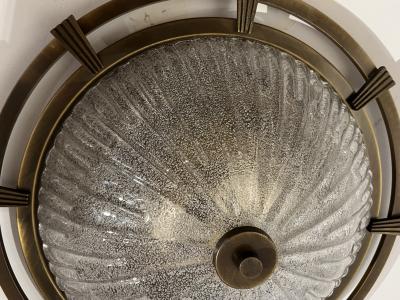  Kaiser Leuchten Large Nautical 1960 German Mid Century Flush Murano Glass Ceiling Lamp