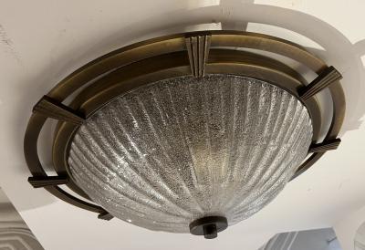  Kaiser Leuchten Large Nautical 1960 German Mid Century Flush Murano Glass Ceiling Lamp