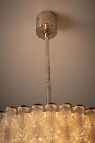  Kaiser Leuchten Nickel and Textured Glass Stem Pendant