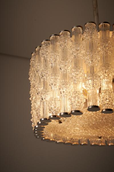  Kaiser Leuchten Nickel and Textured Glass Stem Pendant