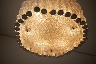  Kaiser Leuchten Nickel and Textured Glass Stem Pendant