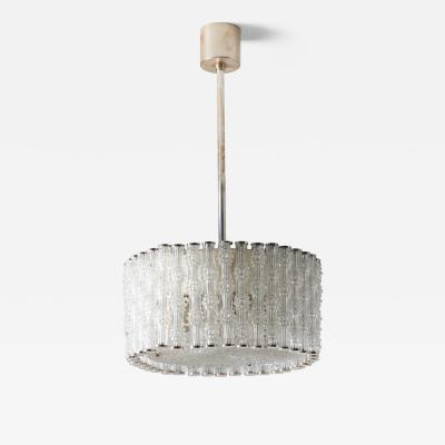  Kaiser Leuchten Nickel and Textured Glass Stem Pendant
