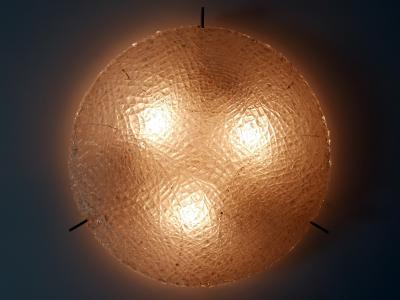  Kaiser Leuchten Rare Mid Century Modern Ice Glass Flush Mount or Sconce by Kaiser Leuchten 1960s