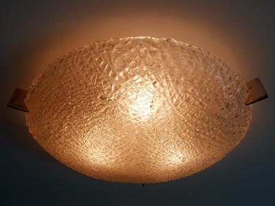  Kaiser Leuchten Rare Mid Century Modern Ice Glass Flush Mount or Sconce by Kaiser Leuchten 1960s