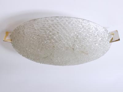  Kaiser Leuchten Rare Mid Century Modern Ice Glass Flush Mount or Sconce by Kaiser Leuchten 1960s