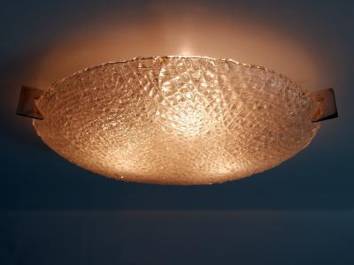  Kaiser Leuchten Rare Mid Century Modern Ice Glass Flush Mount or Sconce by Kaiser Leuchten 1960s