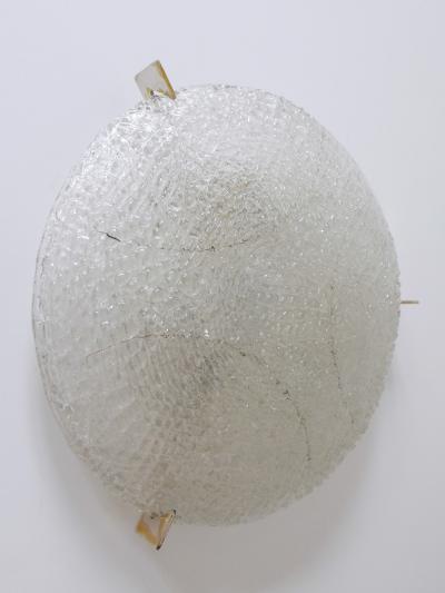  Kaiser Leuchten Rare Mid Century Modern Ice Glass Flush Mount or Sconce by Kaiser Leuchten 1960s