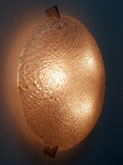  Kaiser Leuchten Rare Mid Century Modern Ice Glass Flush Mount or Sconce by Kaiser Leuchten 1960s