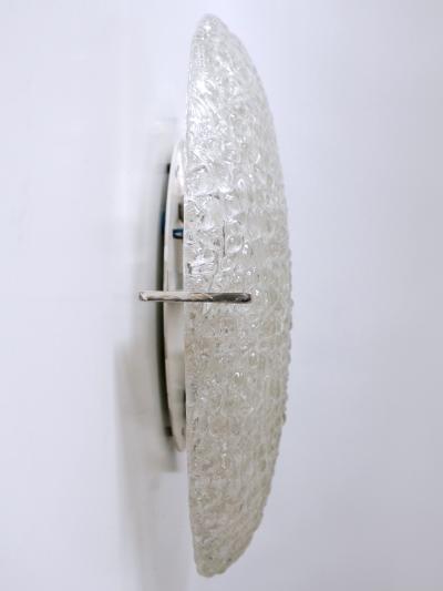  Kaiser Leuchten Rare Mid Century Modern Ice Glass Flush Mount or Sconce by Kaiser Leuchten 1960s