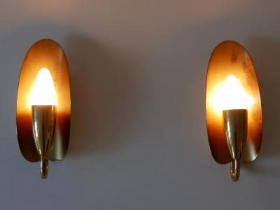  Kaiser Leuchten Set of Two Lovely Mid Century Modern Brass Sconces or Wall Lamps Germany 1950s