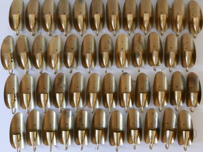  Kaiser Leuchten Set of Two Lovely Mid Century Modern Brass Sconces or Wall Lamps Germany 1950s